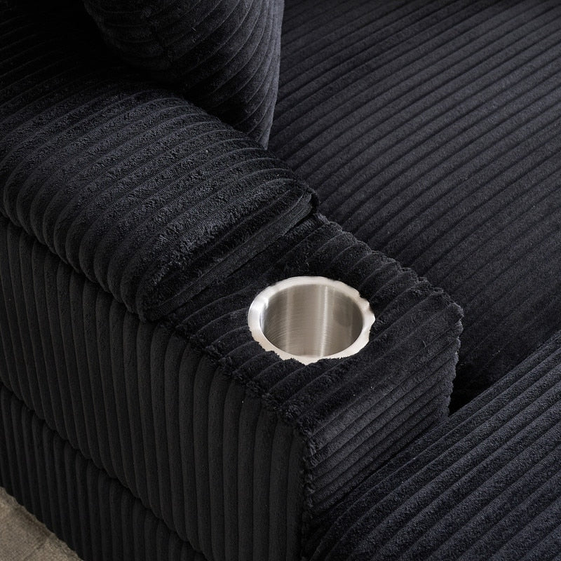 Canapé et pouf rembourrés en velours côtelé 42.12