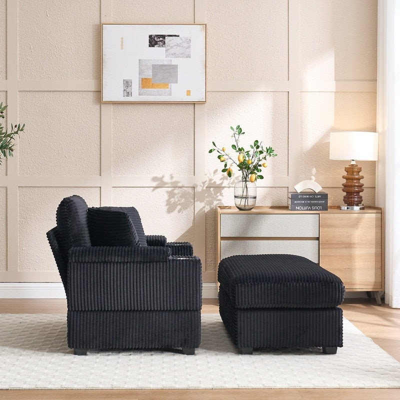 Canapé et pouf rembourrés en velours côtelé 42.12