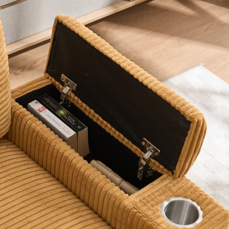 Canapé et pouf rembourrés en velours côtelé 42.12