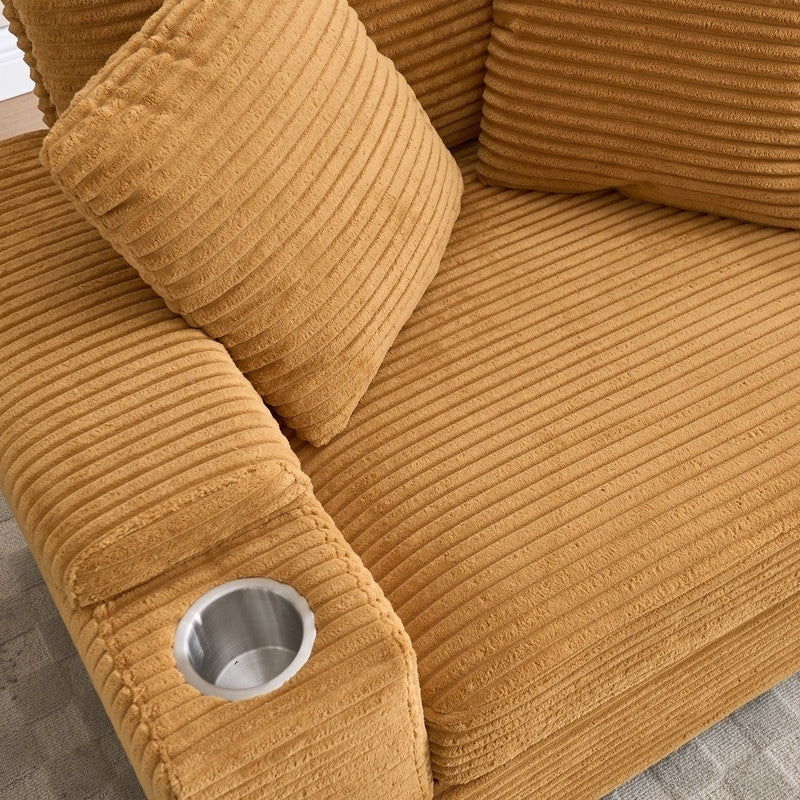 Canapé et pouf rembourrés en velours côtelé 42.12