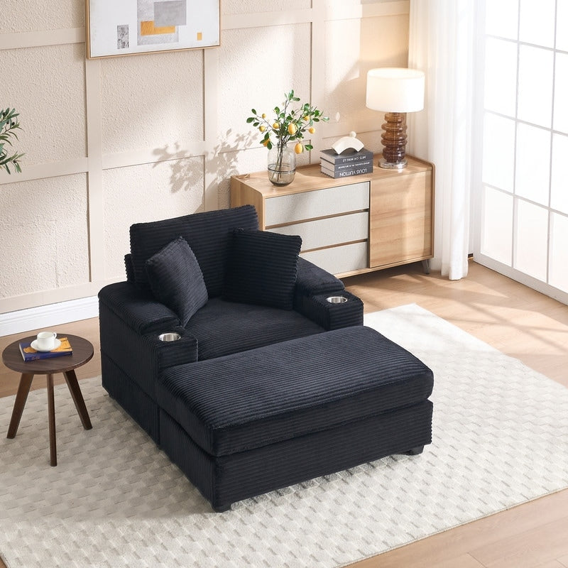 Canapé et pouf rembourrés en velours côtelé 42.12