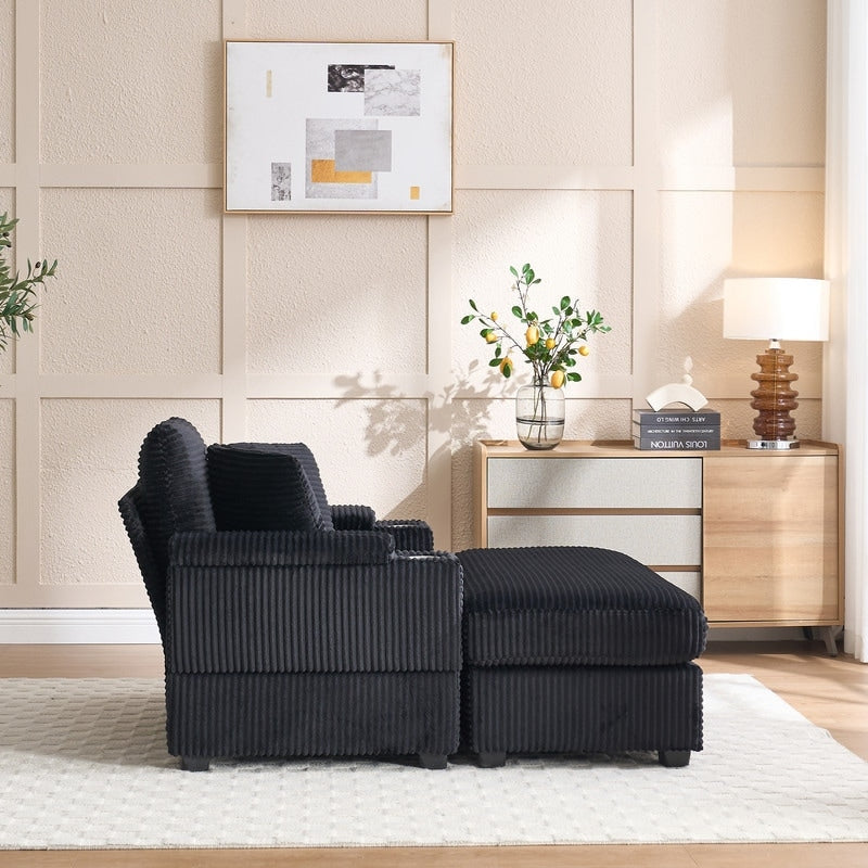 Canapé et pouf rembourrés en velours côtelé 42.12