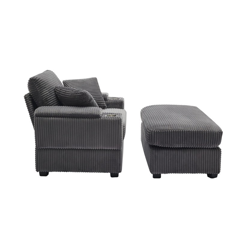 Canapé et pouf rembourrés en velours côtelé 42.12