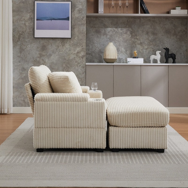Canapé et pouf rembourrés en velours côtelé 42.12