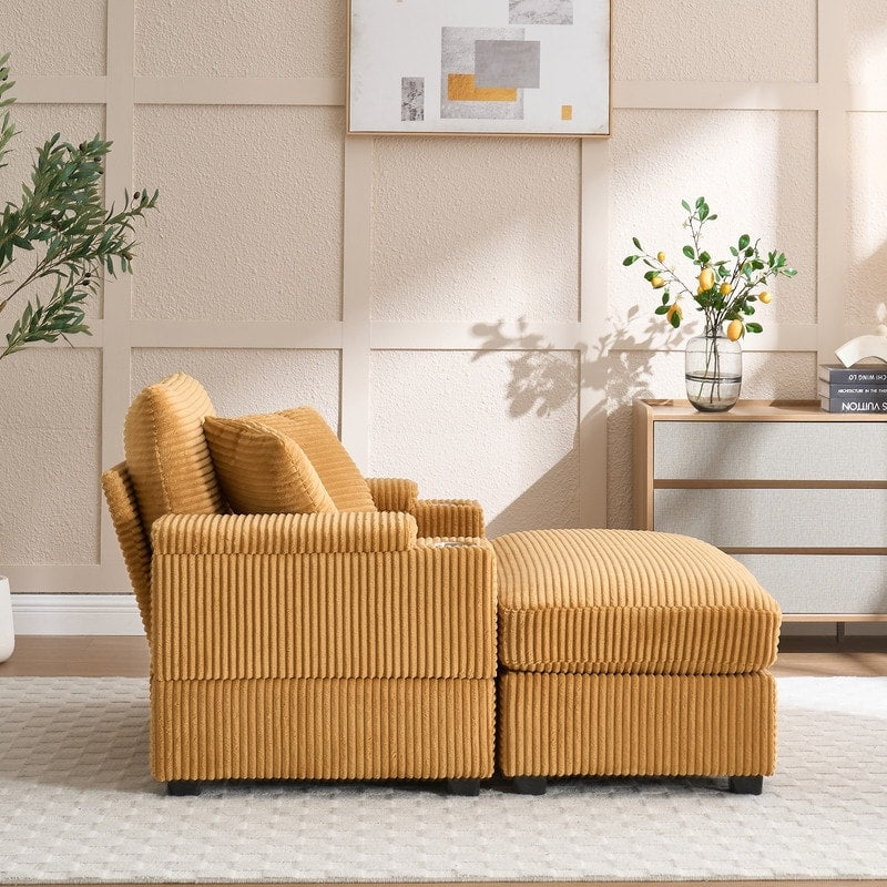 Canapé et pouf rembourrés en velours côtelé 42.12