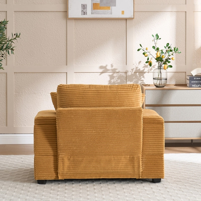 Canapé et pouf rembourrés en velours côtelé 42.12