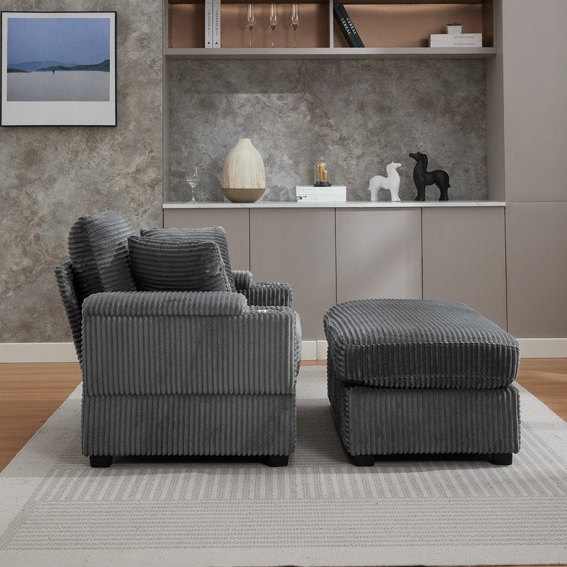 Canapé et pouf rembourrés en velours côtelé 42.12