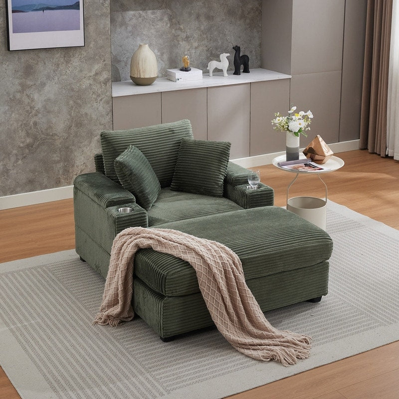 Canapé et pouf rembourrés en velours côtelé 42.12