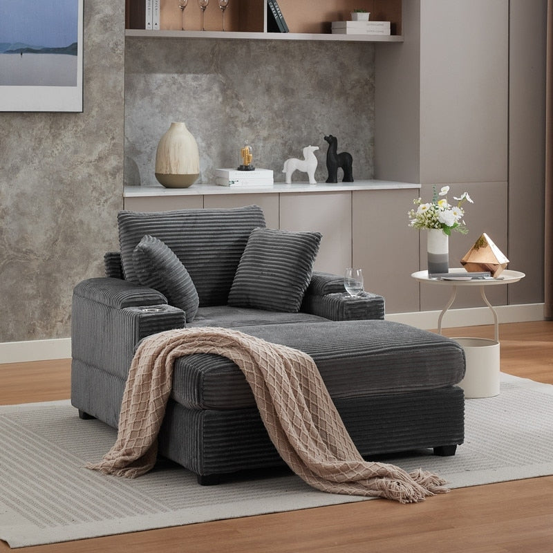 Canapé et pouf rembourrés en velours côtelé 42.12