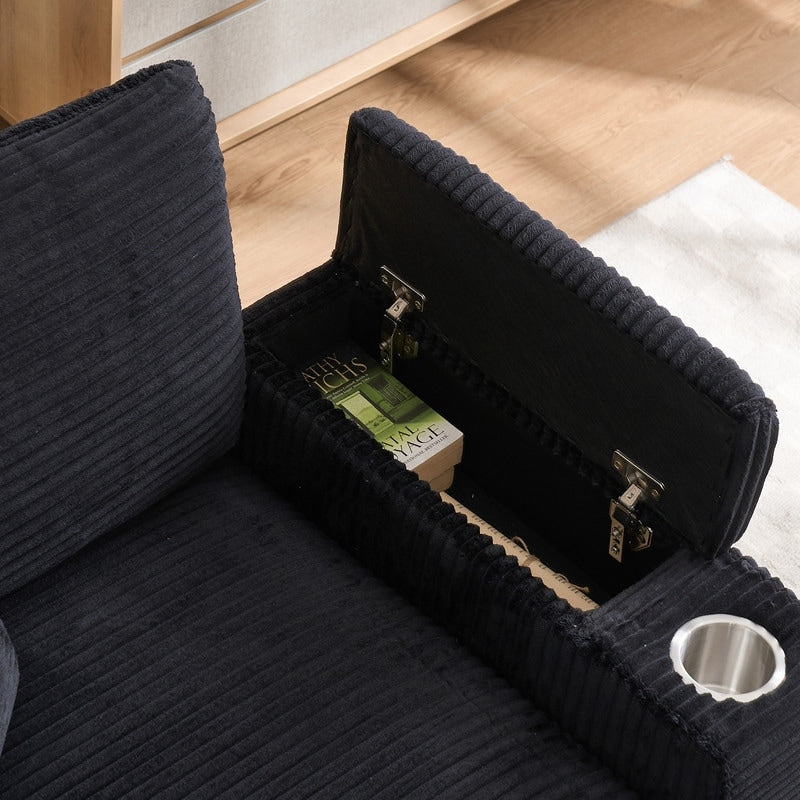 Canapé et pouf rembourrés en velours côtelé 42.12