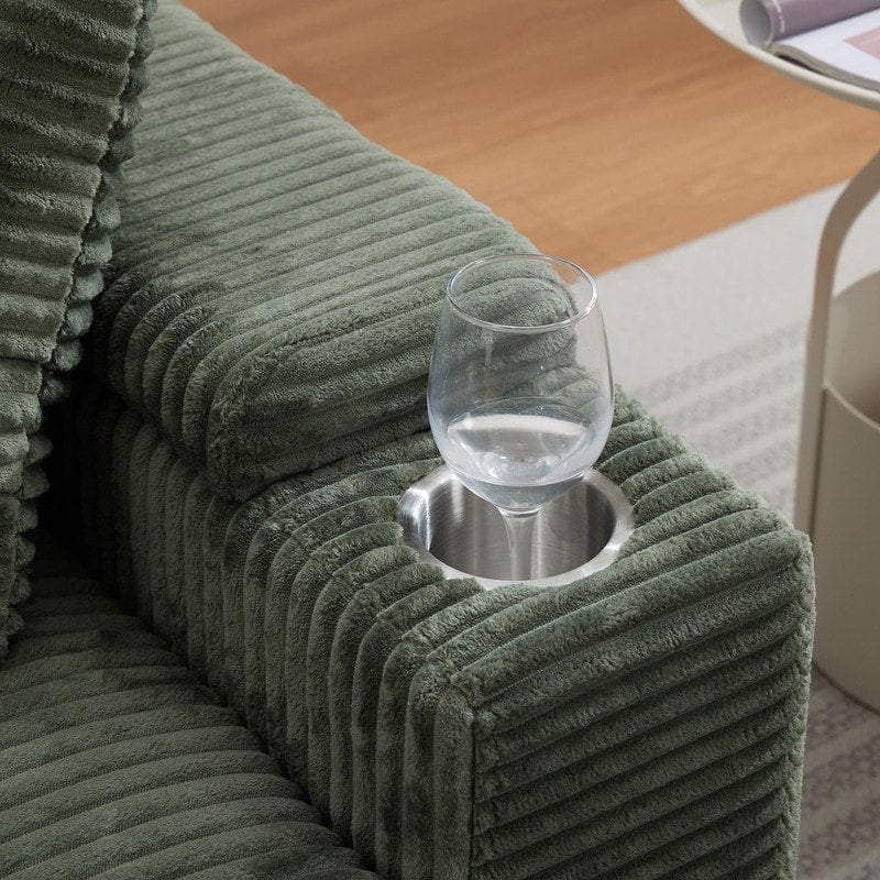 Canapé et pouf rembourrés en velours côtelé 42.12