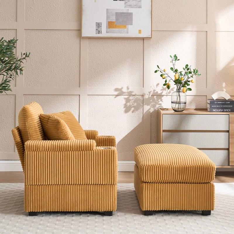 Canapé et pouf rembourrés en velours côtelé 42.12