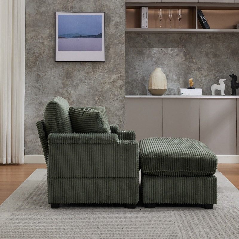 Canapé et pouf rembourrés en velours côtelé 42.12