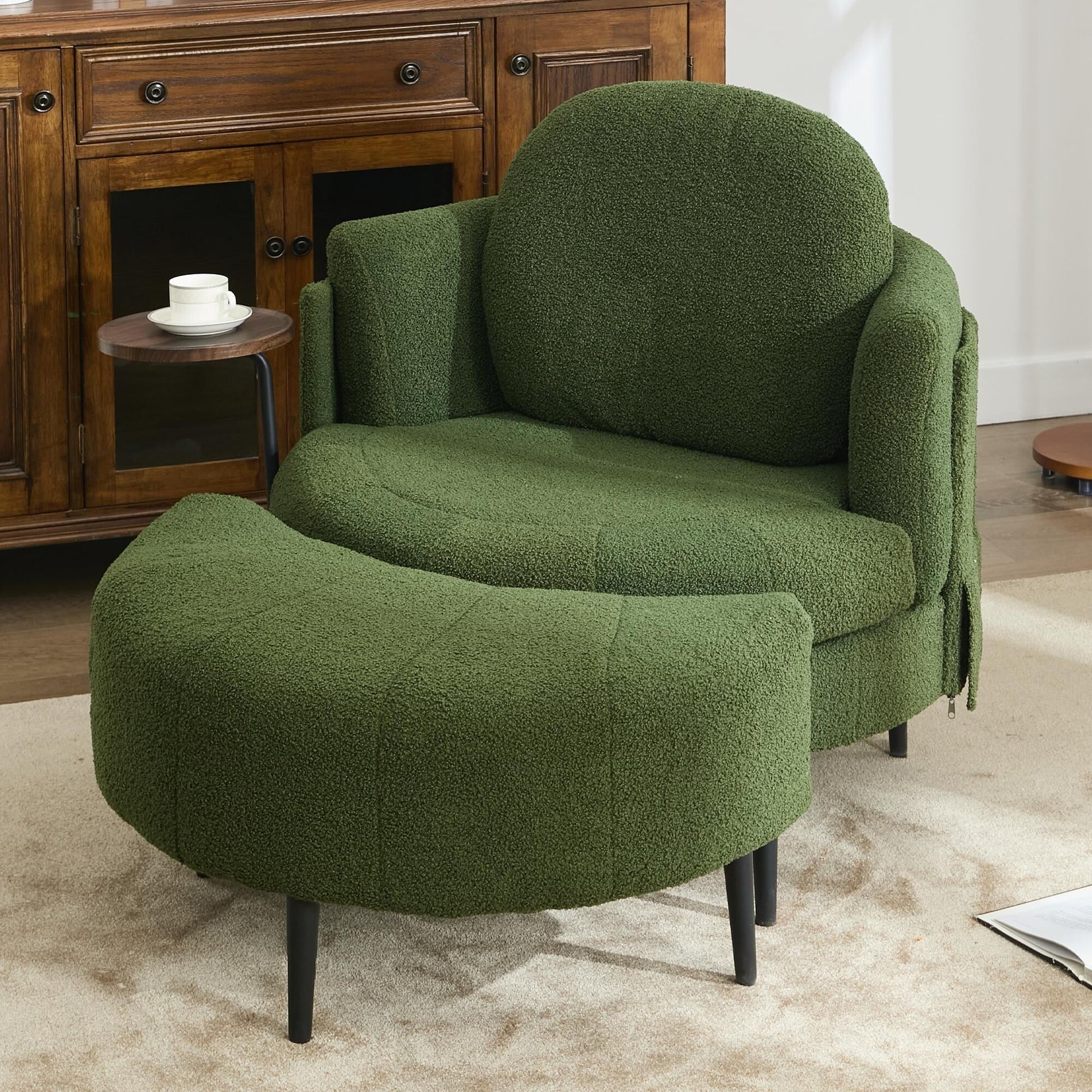 Fauteuil 42.5 avec repose-pieds mobile en forme de croissant