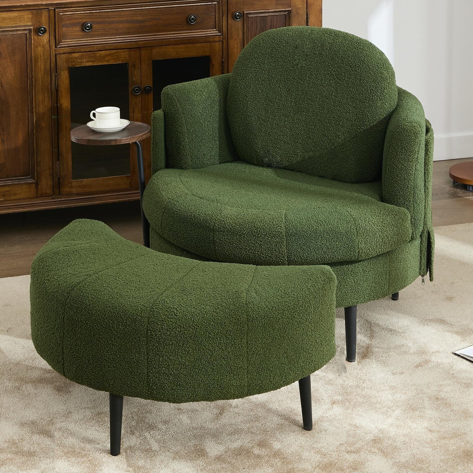 Fauteuil 42.5 avec repose-pieds mobile en forme de croissant