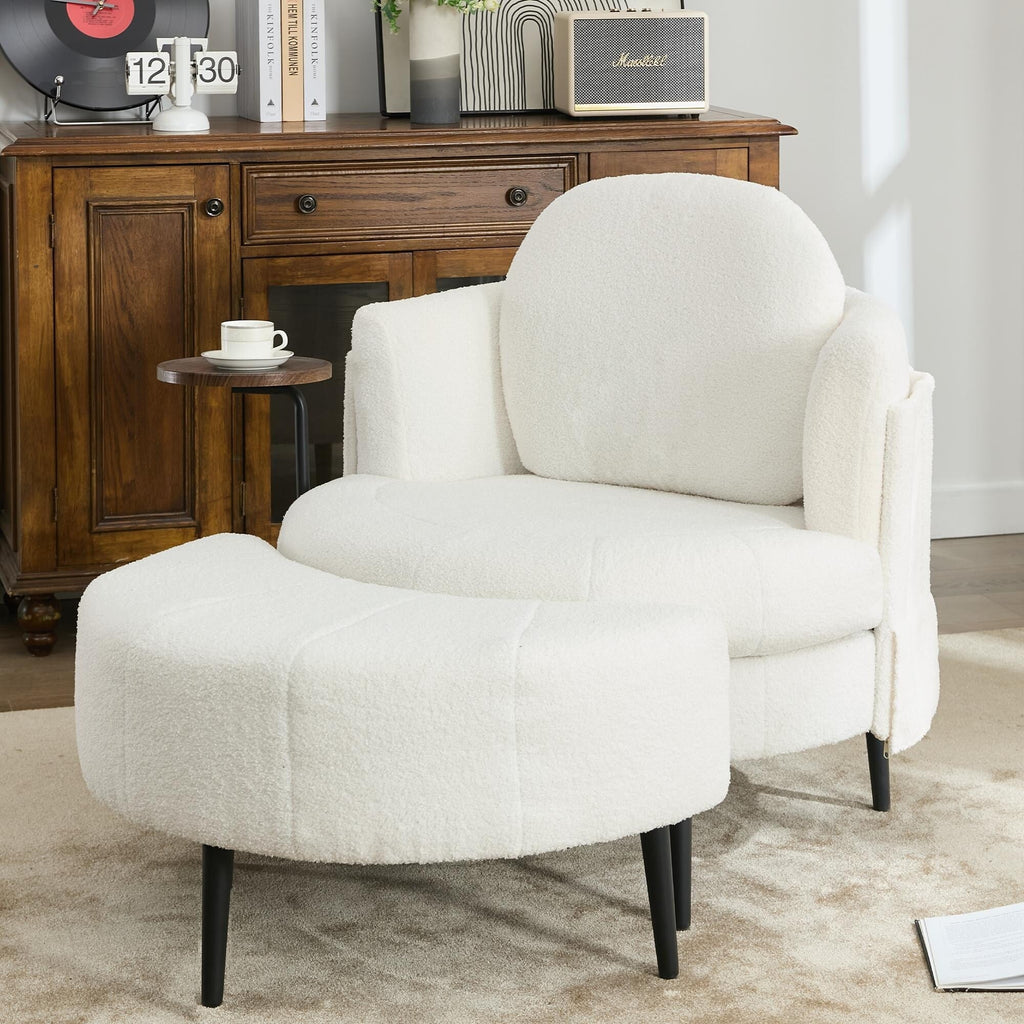 Fauteuil 42.5 avec repose-pieds mobile en forme de croissant