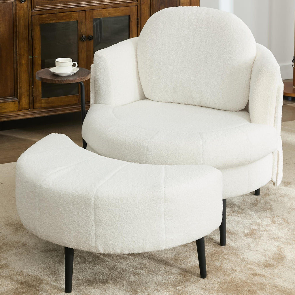 Fauteuil 42.5 avec repose-pieds mobile en forme de croissant