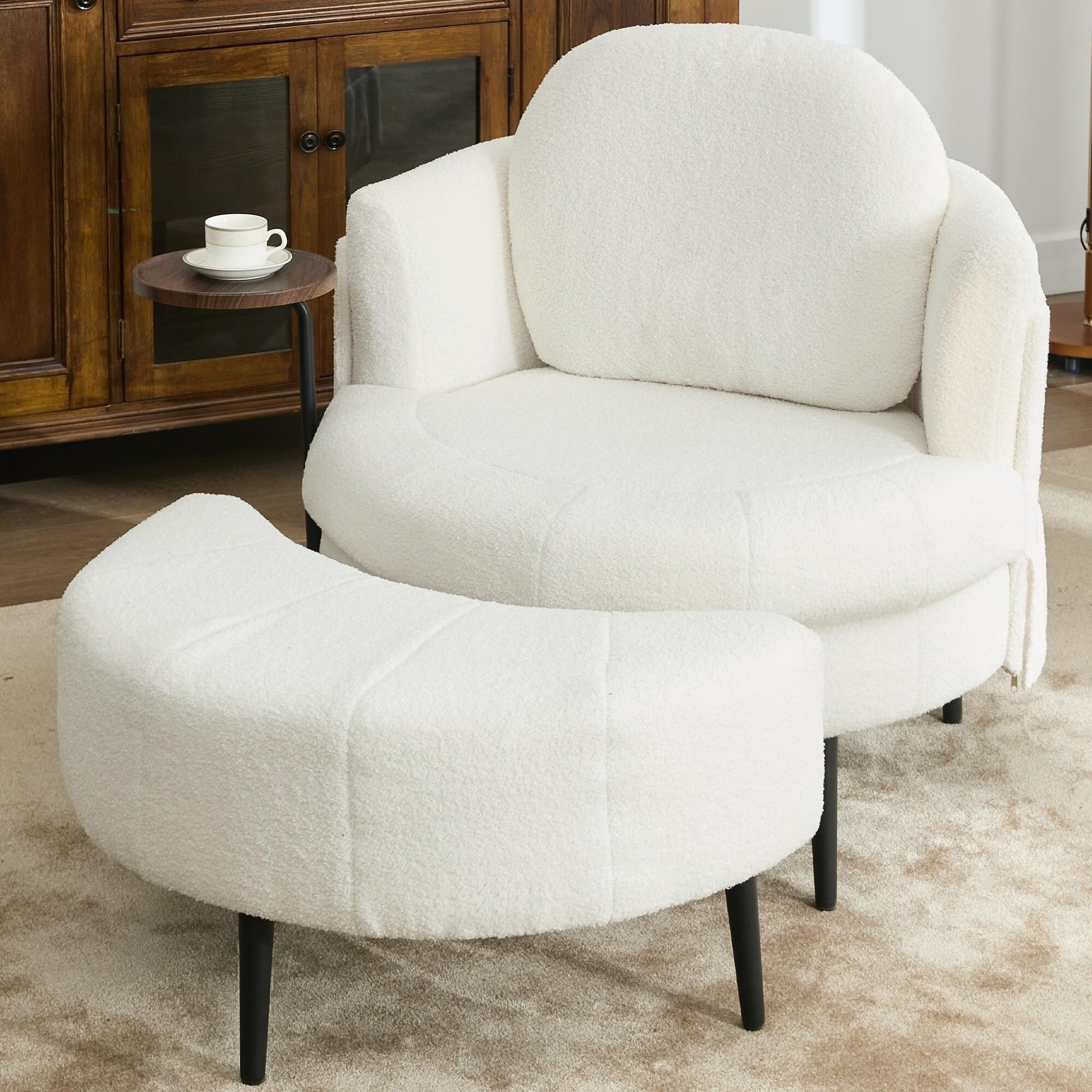 Fauteuil 42.5 avec repose-pieds mobile en forme de croissant