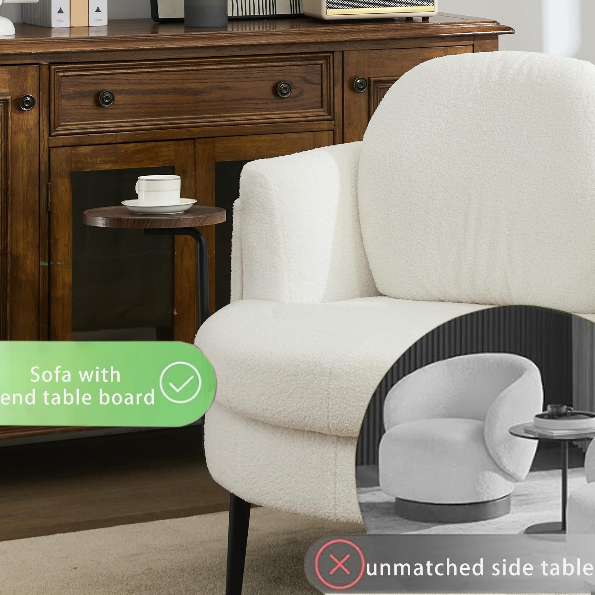 Fauteuil 42.5 avec repose-pieds mobile en forme de croissant