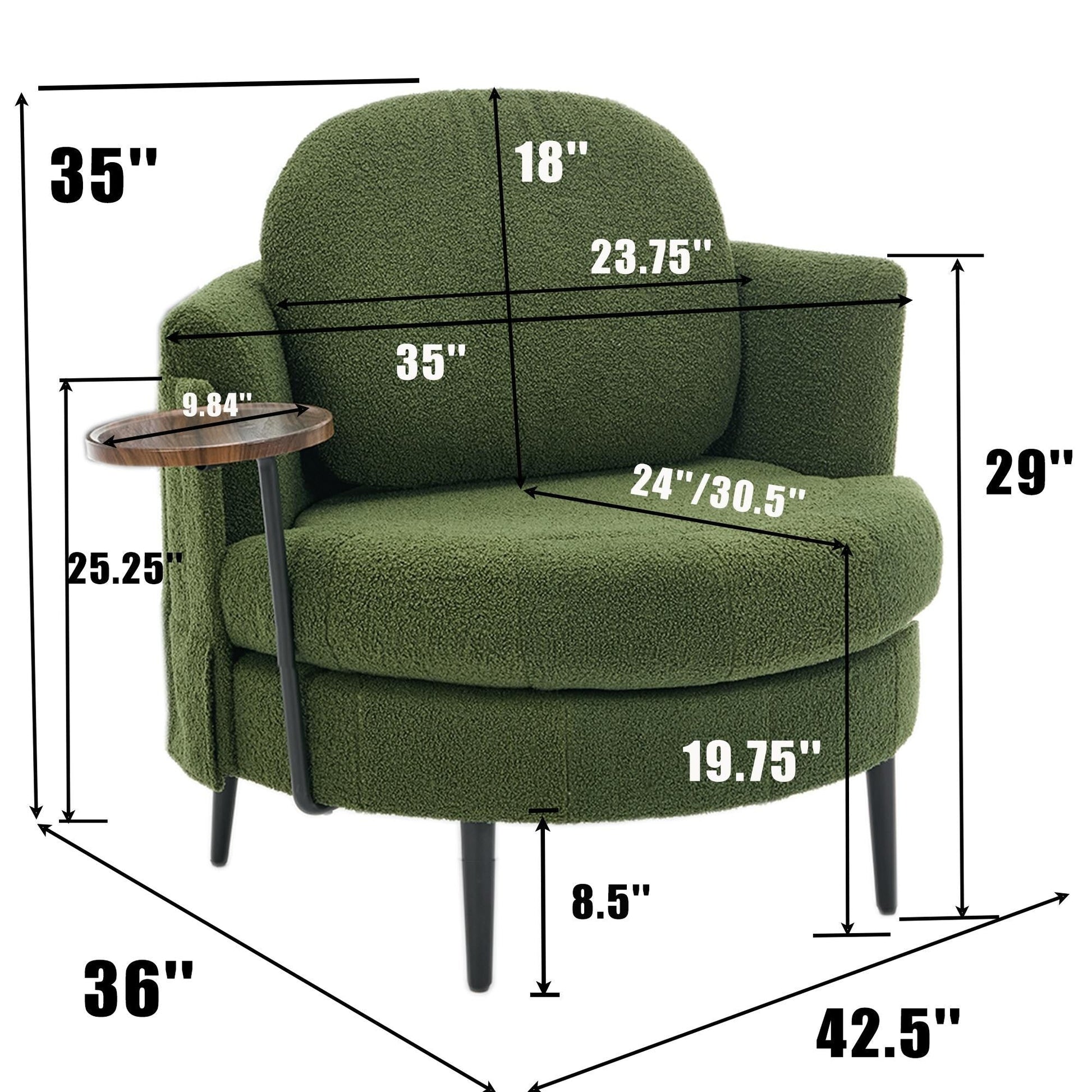 Fauteuil 42.5 avec repose-pieds mobile en forme de croissant