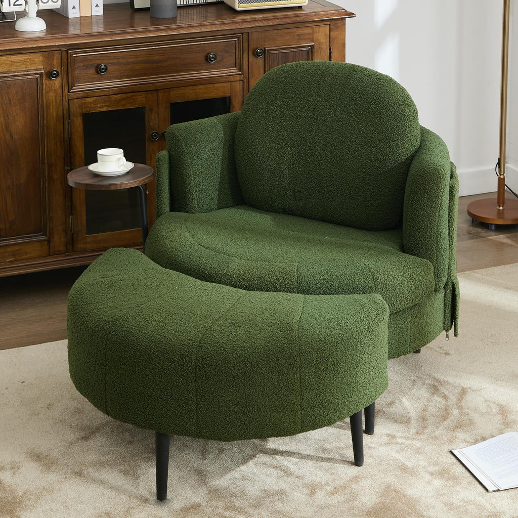 Fauteuil 42.5 avec repose-pieds mobile en forme de croissant