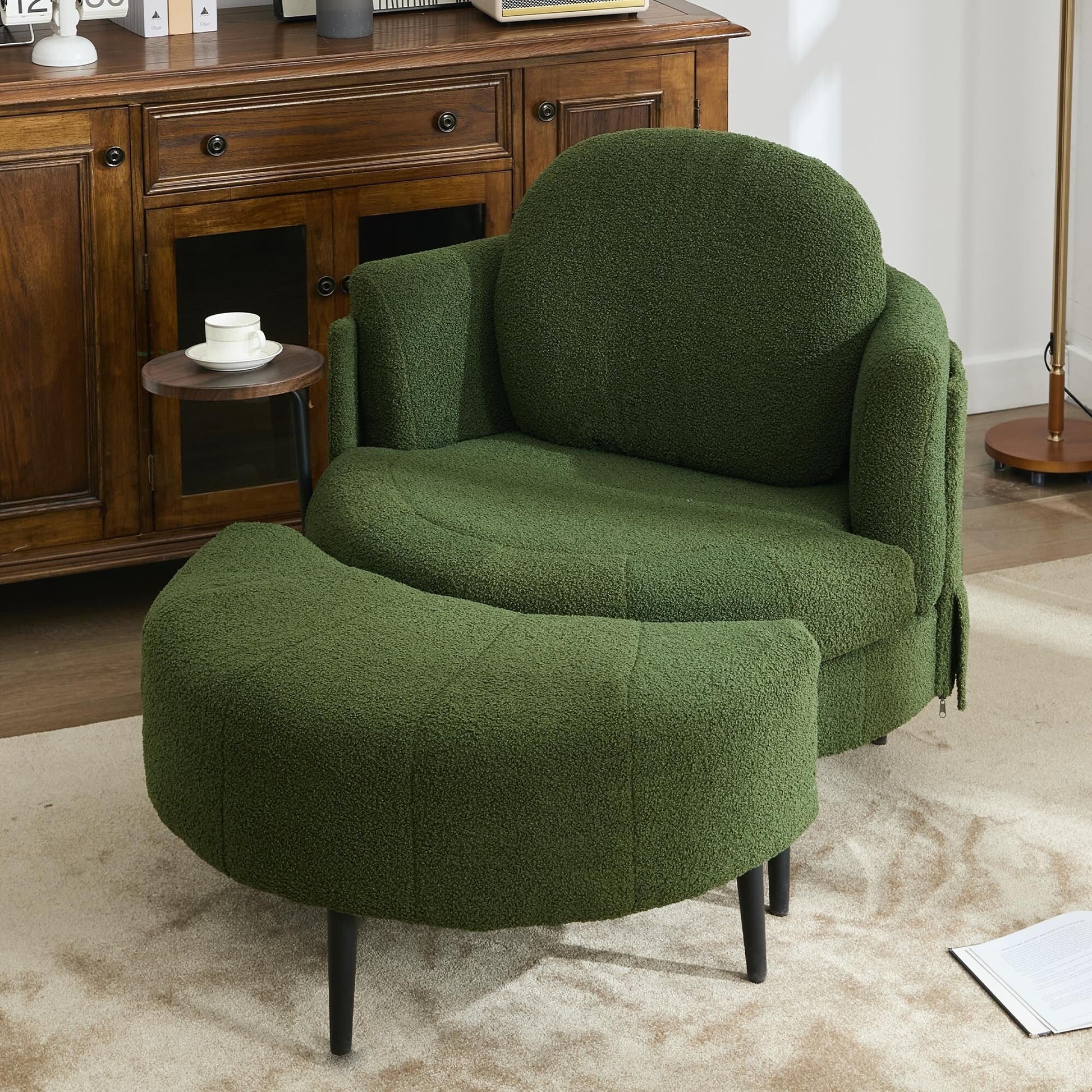 Fauteuil 42.5 avec repose-pieds mobile en forme de croissant