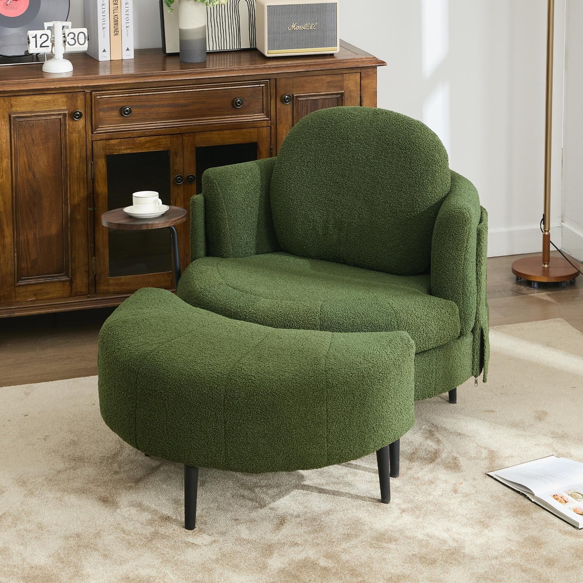 Fauteuil 42.5 avec repose-pieds mobile en forme de croissant
