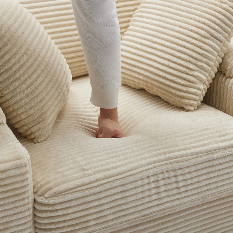 Canapé et pouf rembourrés en velours côtelé 42.12