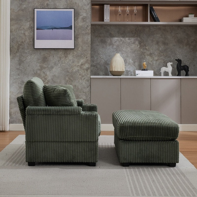 Canapé et pouf rembourrés en velours côtelé 42.12