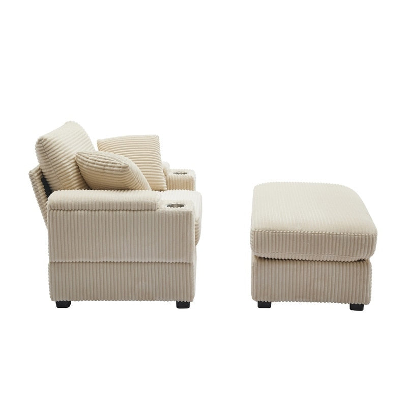 Canapé et pouf rembourrés en velours côtelé 42.12