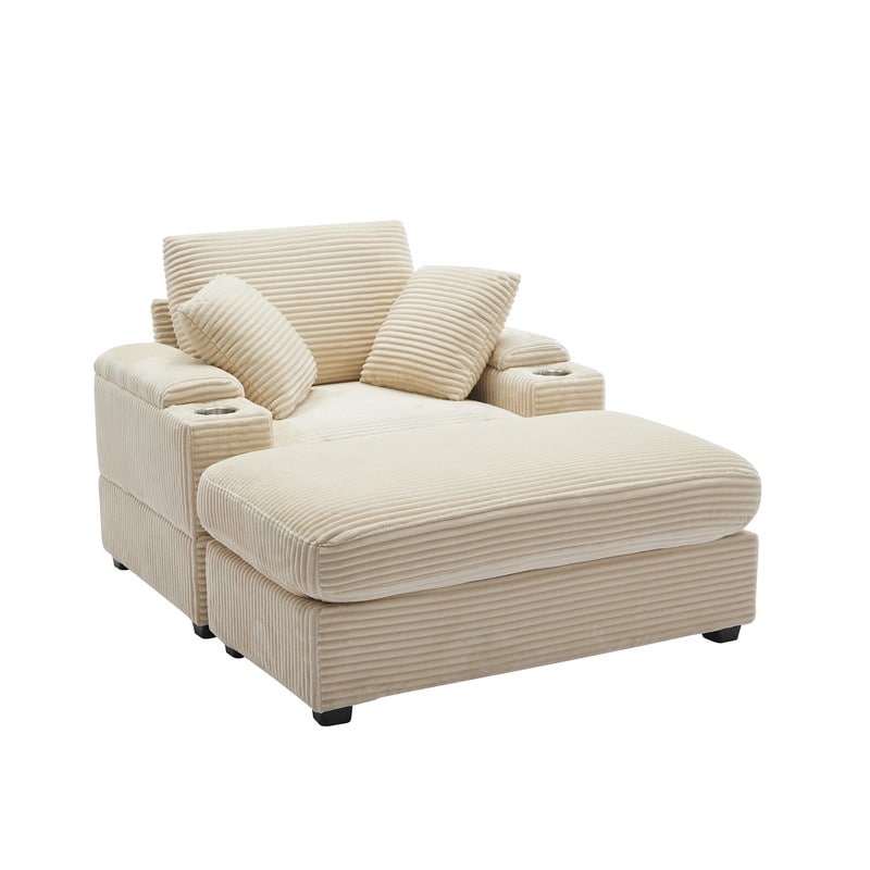Canapé et pouf rembourrés en velours côtelé 42.12