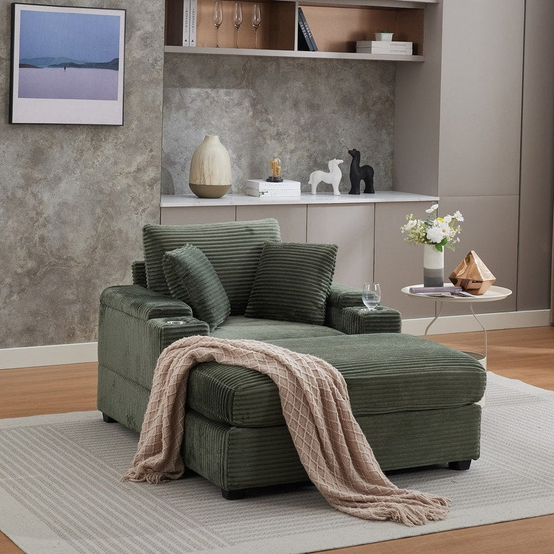 Canapé et pouf rembourrés en velours côtelé 42.12