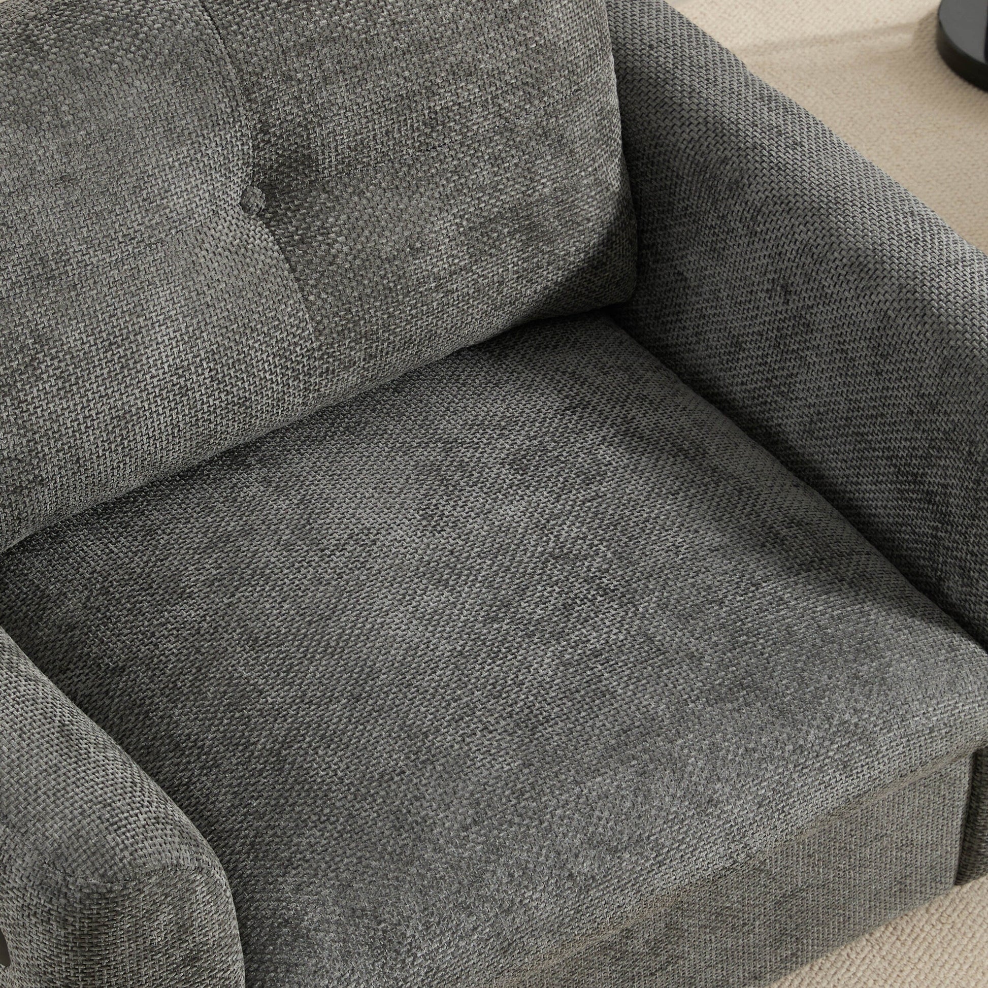 Canapé simple 42*33, fauteuil avec large assise, chargeur double port, design à lignes contrastées et capitonné, mousse haute densité.
