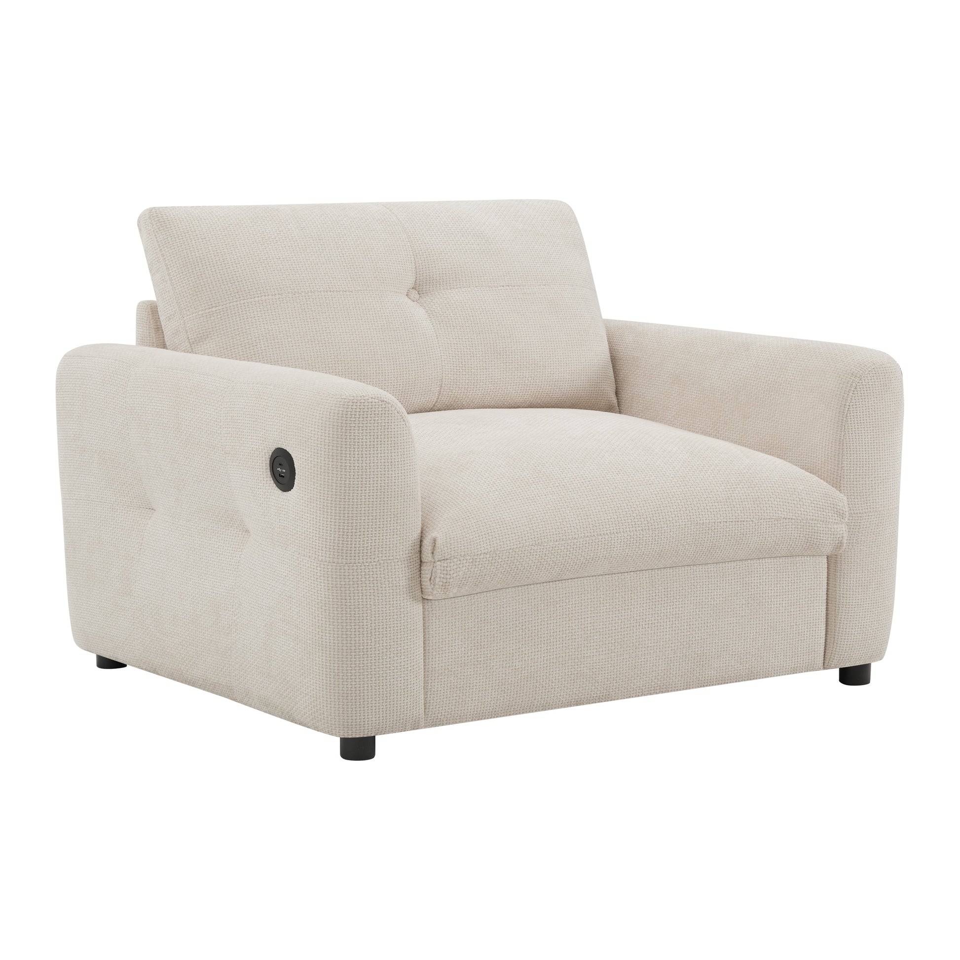 Fauteuil avec dossier large de 42 pouces, chargeur à double port et design à cordon noué par Harper&amp;Bright Designs