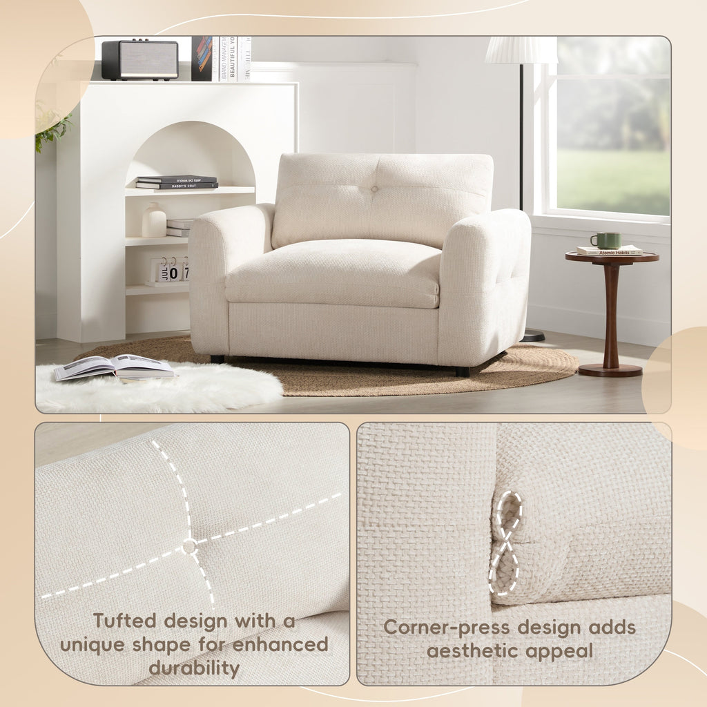 Fauteuil avec dossier large de 42 pouces, chargeur à double port et design à cordon noué par Harper&amp;Bright Designs