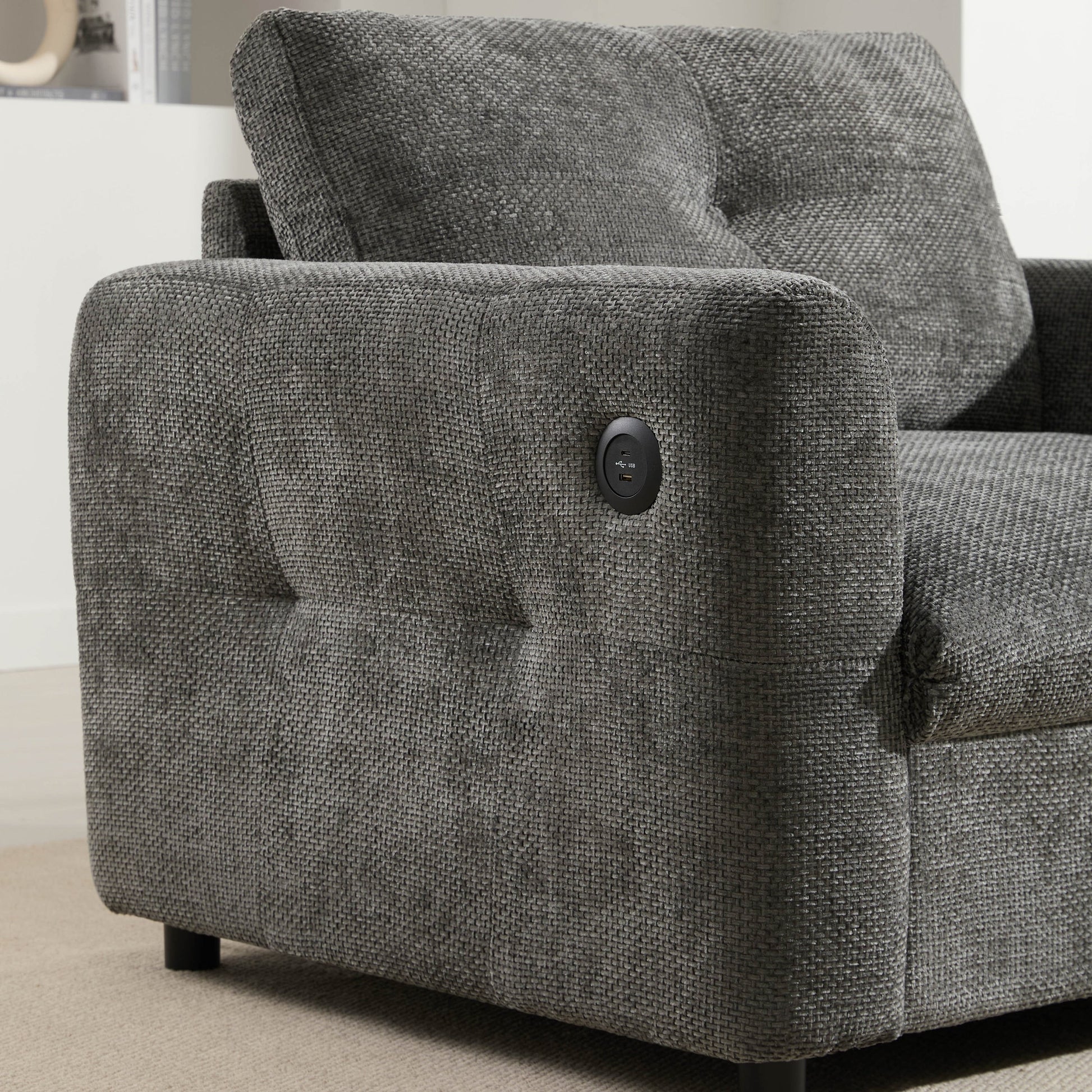 Fauteuil avec dossier large de 42 pouces, chargeur à double port et design à cordon noué par Harper&amp;Bright Designs