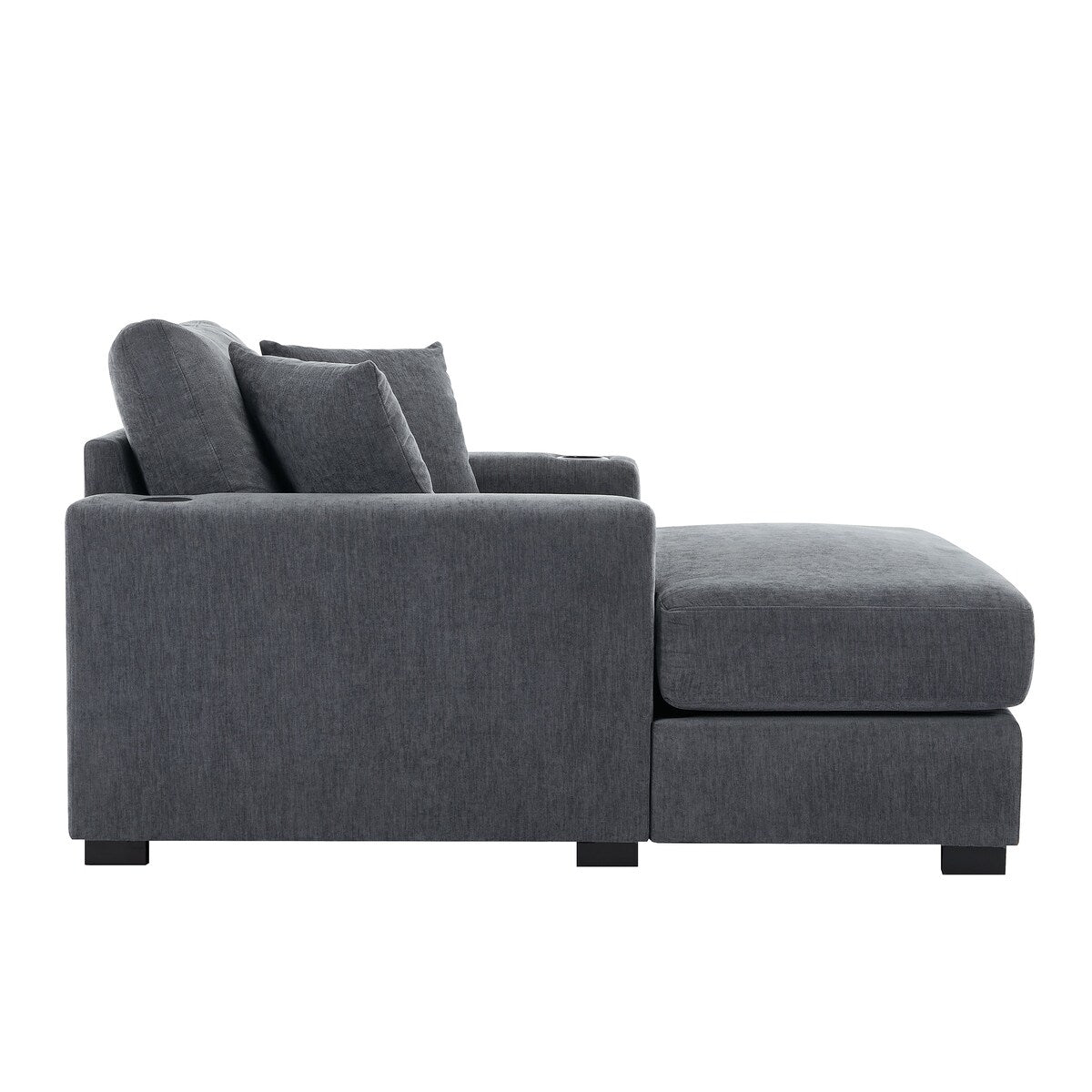 Canapé-lit de style moderne, chaise longue surdimensionnée de 43,5 pouces, avec coussins, station de recharge et porte-gobelets, tissu chenille.