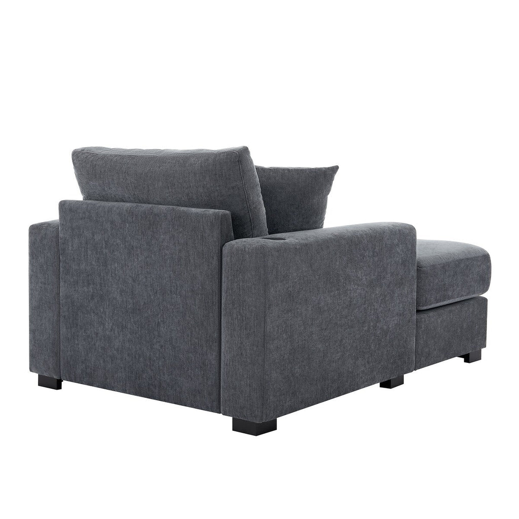 Canapé-lit de style moderne, chaise longue surdimensionnée de 43,5 pouces, avec coussins, station de recharge et porte-gobelets, tissu chenille.