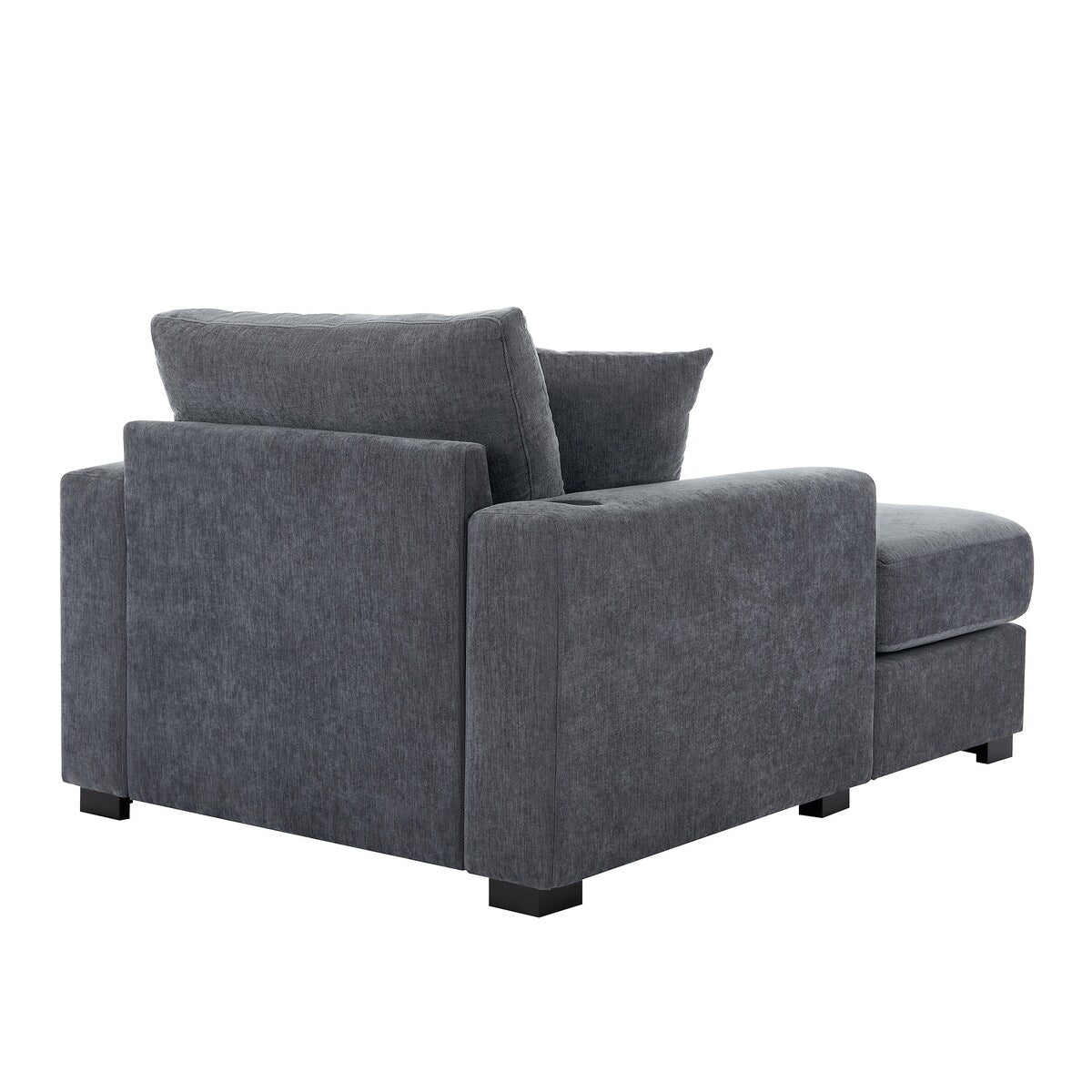 Canapé-lit de style moderne, chaise longue surdimensionnée de 43,5 pouces, avec coussins, station de recharge et porte-gobelets, tissu chenille.