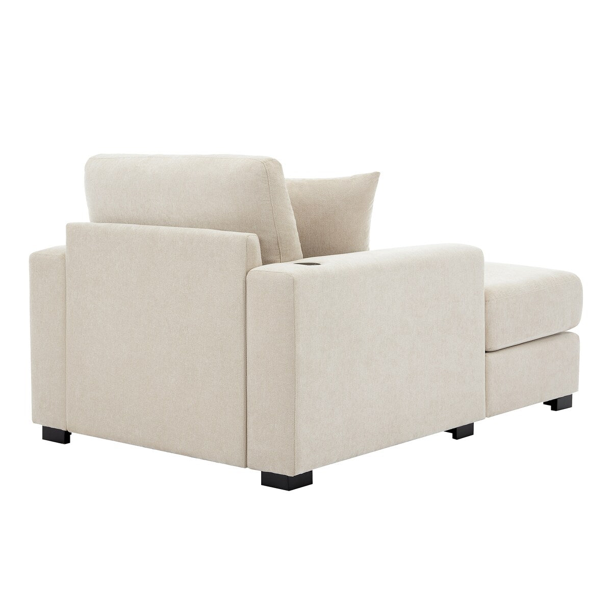 Canapé-lit de style moderne, chaise longue surdimensionnée de 43,5 pouces, avec coussins, station de recharge et porte-gobelets, tissu chenille.