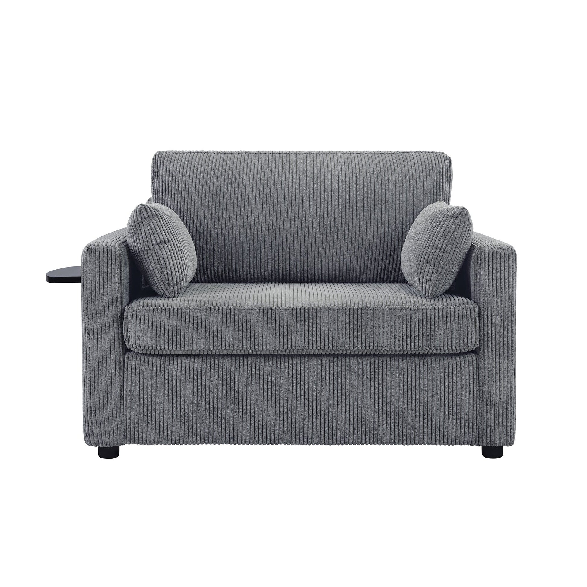 47.2 Corduroy Twin Sleeper Sofa with Foldable Mattress, Side Table, USB Ports, and Storage Pocket
