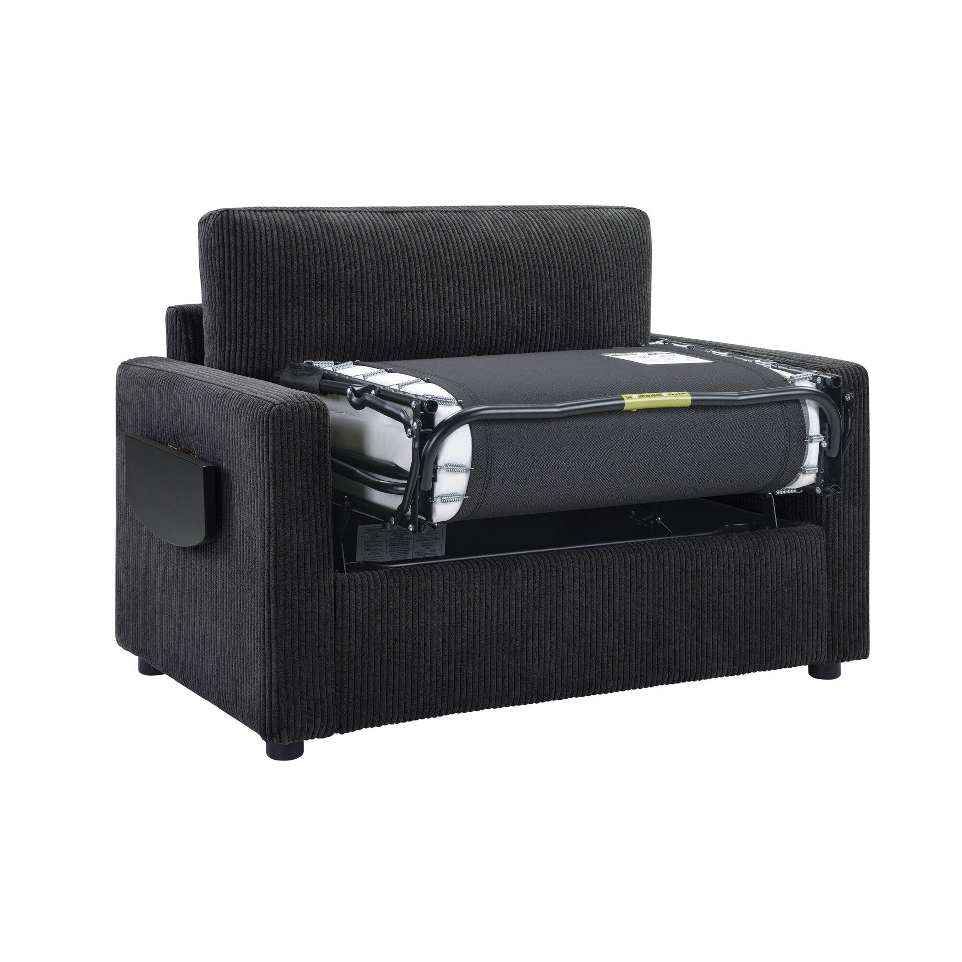 47.2 Corduroy Twin Sleeper Sofa with Foldable Mattress, Side Table, USB Ports, and Storage Pocket