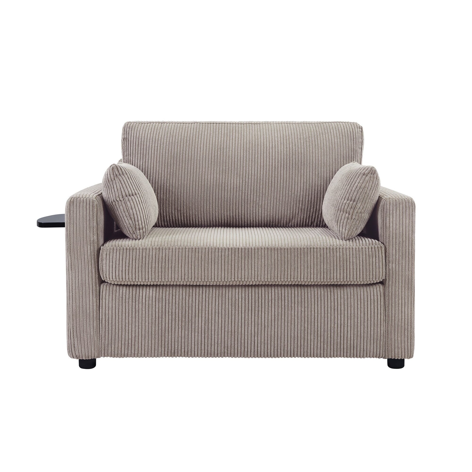 47.2 Corduroy Twin Sleeper Sofa with Foldable Mattress, Side Table, USB Ports, and Storage Pocket