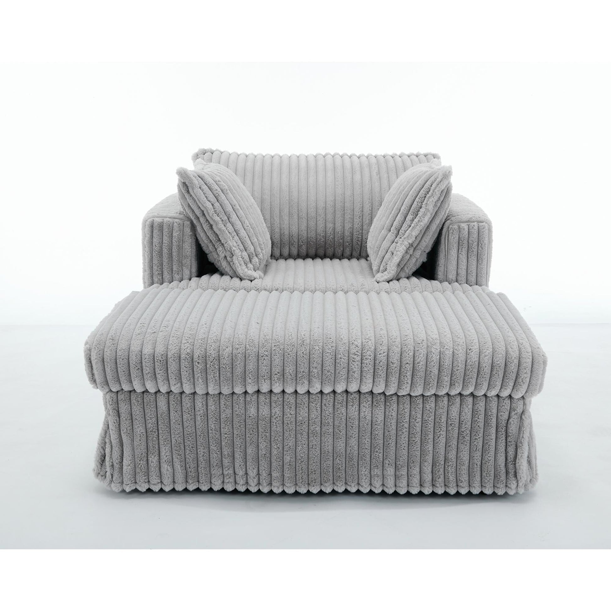 Chaise longue en velours côtelé surdimensionnée avec pouf (47.7)