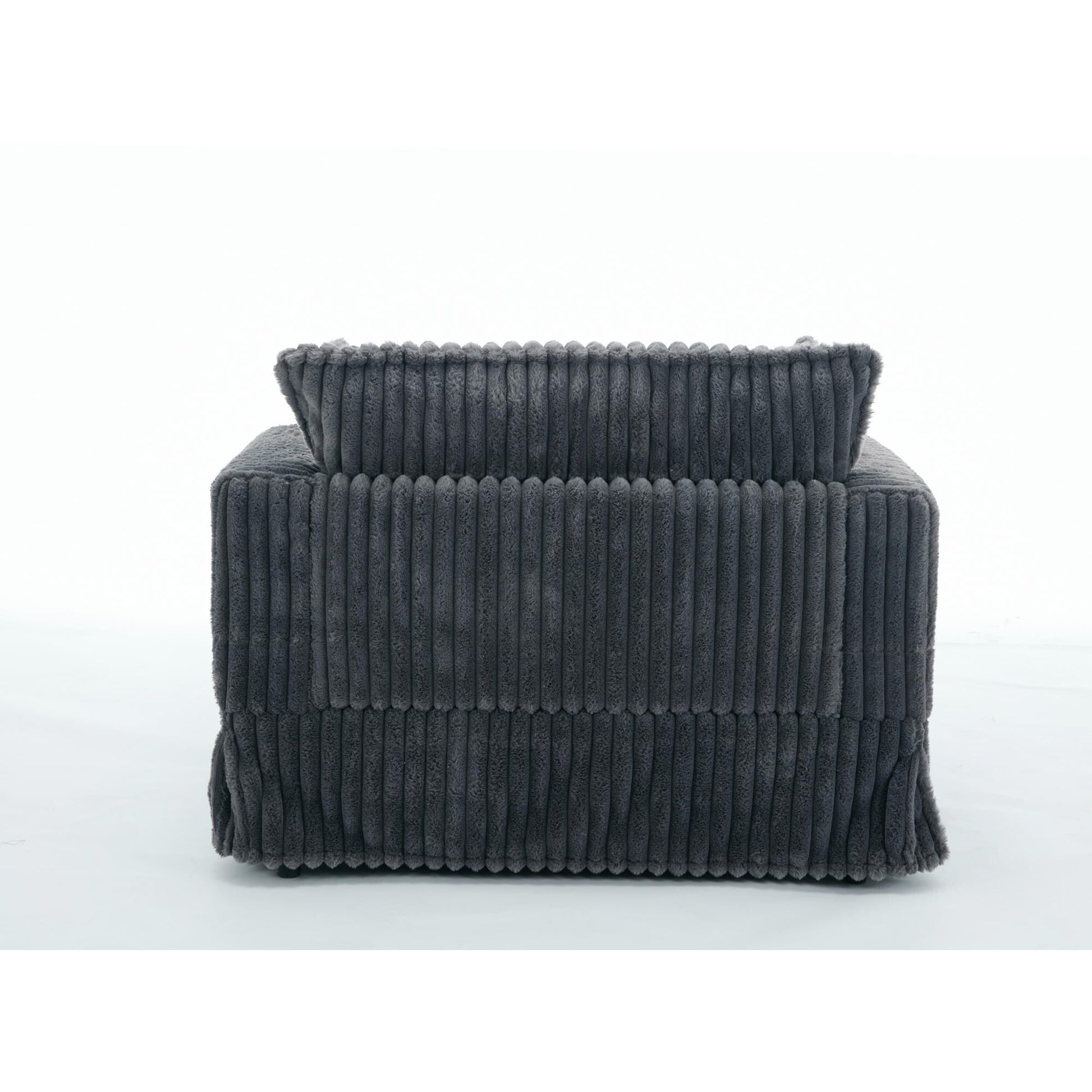 Chaise longue en velours côtelé surdimensionnée avec pouf (47.7)