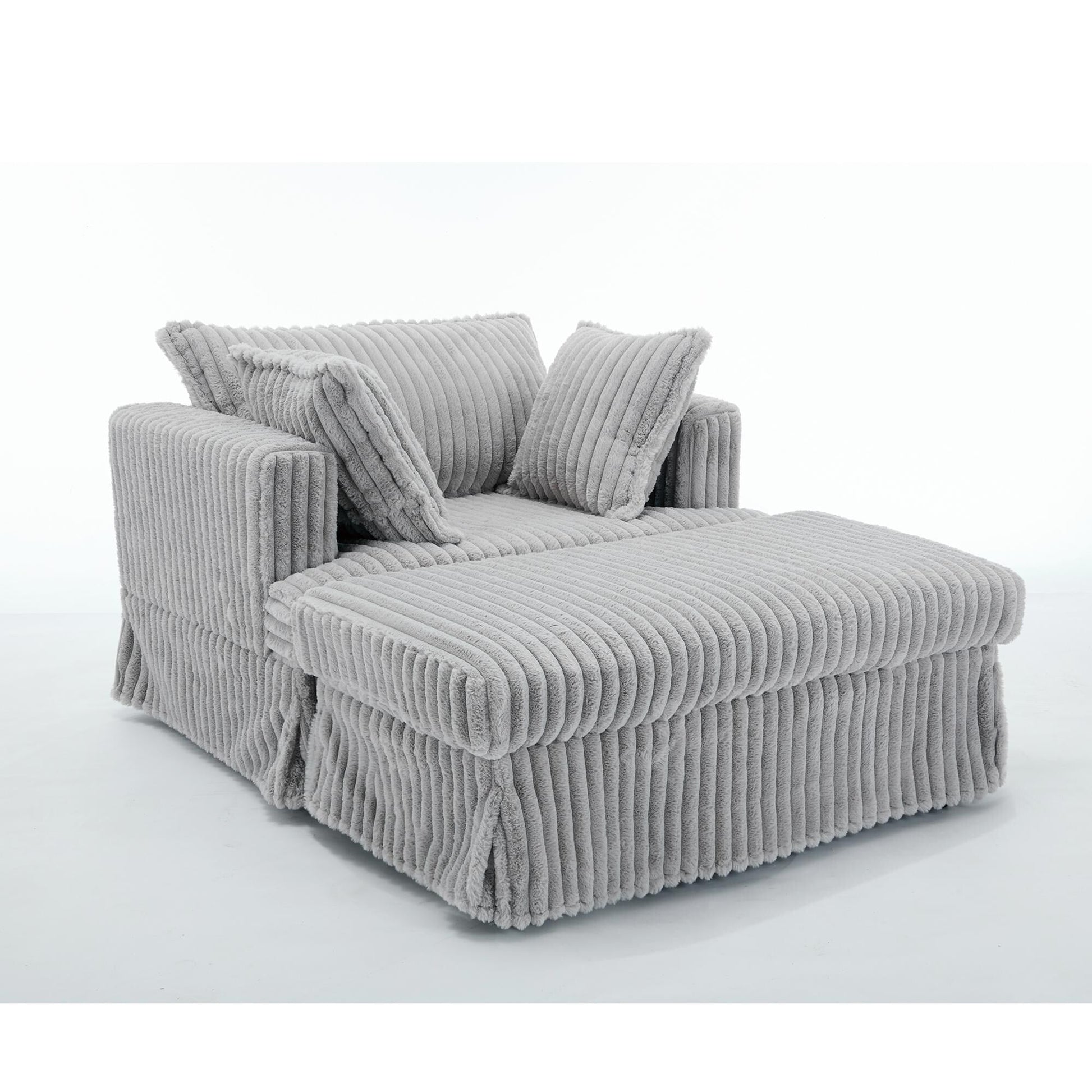 Chaise longue en velours côtelé surdimensionnée avec pouf (47.7)