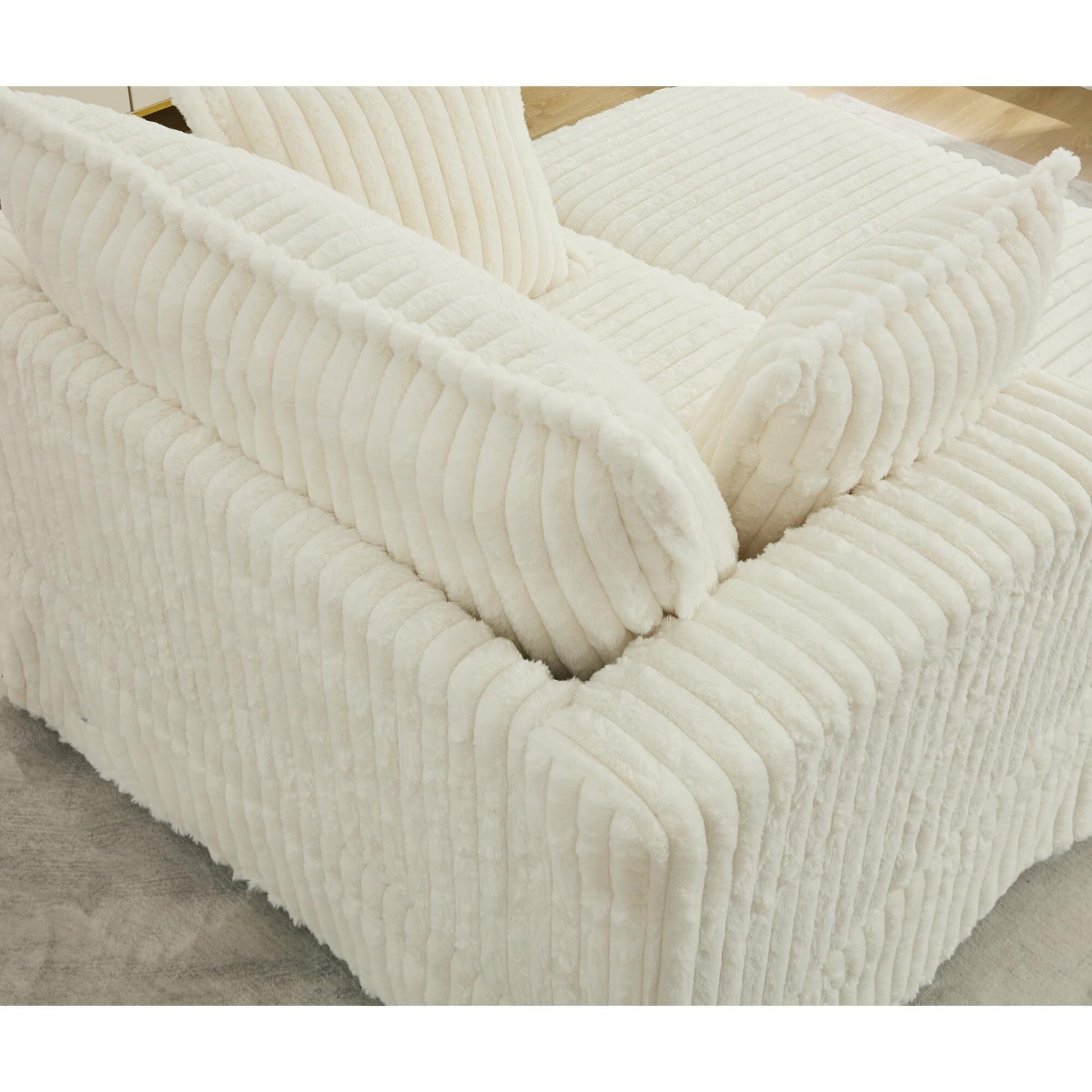Chaise longue en velours côtelé surdimensionnée avec pouf (47.7)