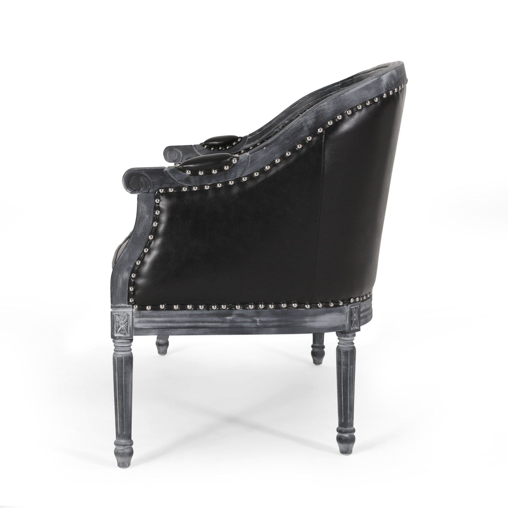 Canapé 2 places en simili cuir avec pieds tournés et clous décoratifs pour salon (49,5 pouces)
