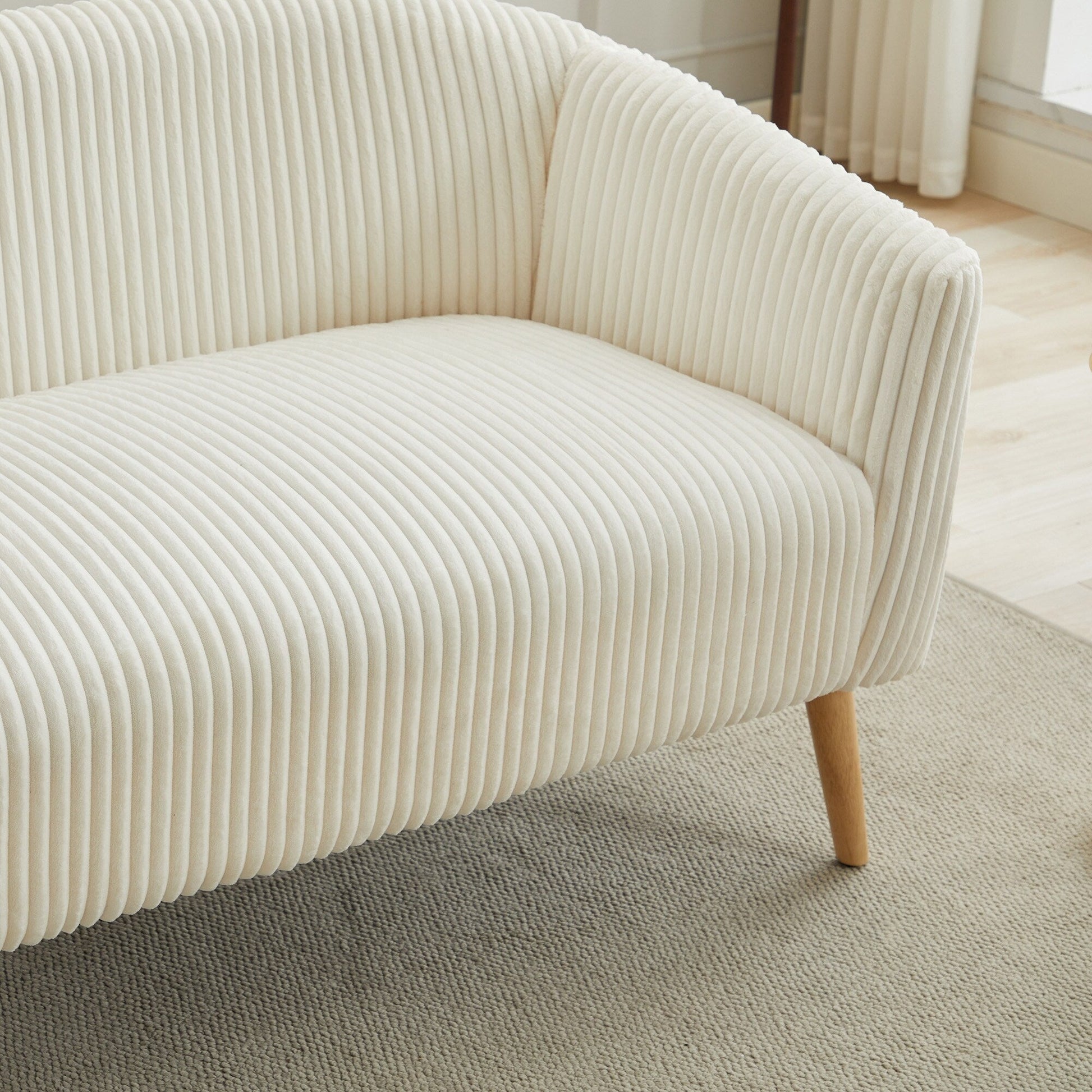 Canapé Loveseat Moderne 50.78, Canapé 2 Places en Tissu Cordouroy, Loveseat avec Pieds en Bois Naturel