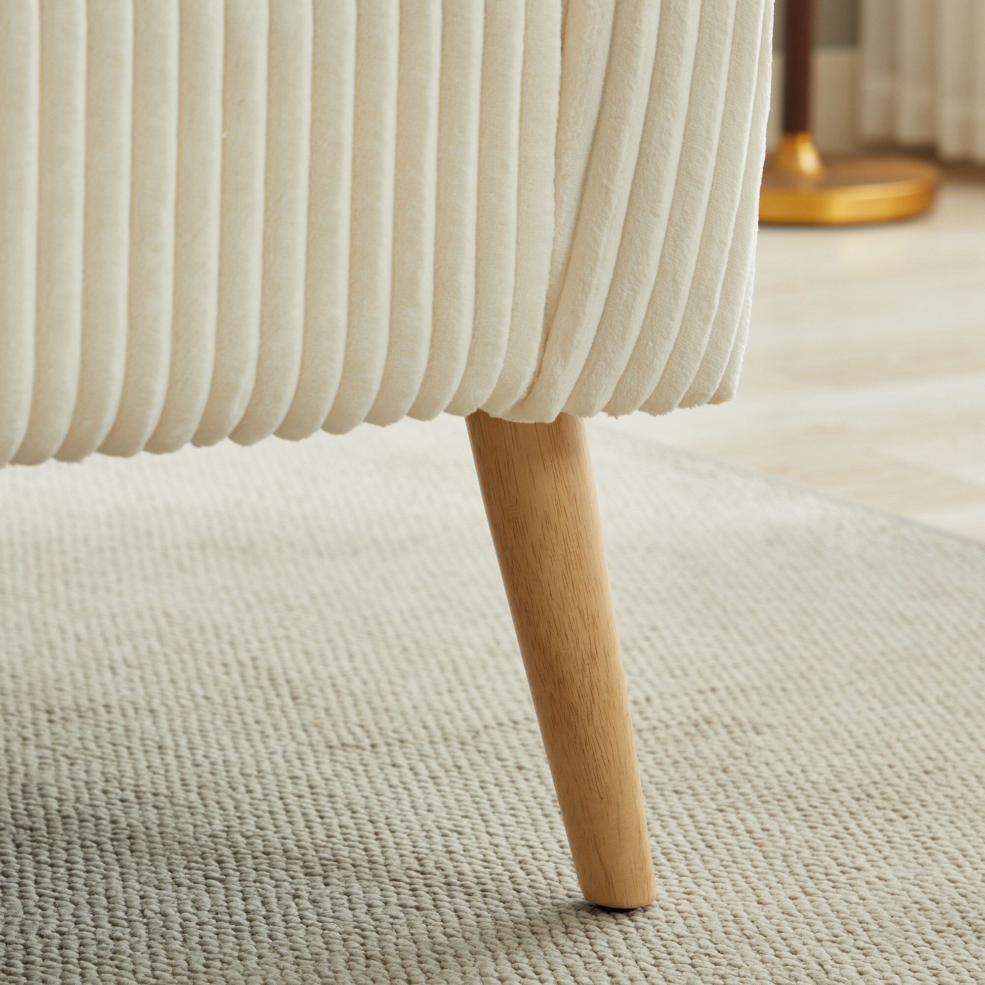 Canapé Loveseat Moderne 50.78, Canapé 2 Places en Tissu Cordouroy, Loveseat avec Pieds en Bois Naturel